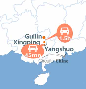 carte de Guilin, Yangshuo et Xingping