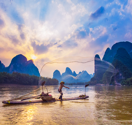 Pêche sur la rivière Li Guilin