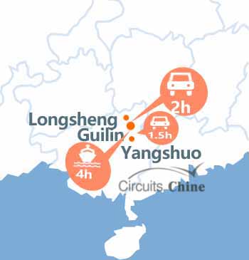 carte du voyage Guilin, Yangshuo et Longsheng