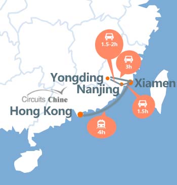 carte du voyage Hong Kong et Xiamen