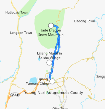 carte du voyage Lijiang
