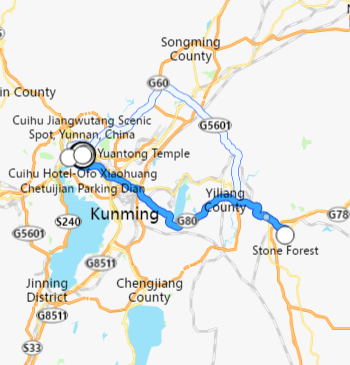 carte de voyage Kunming