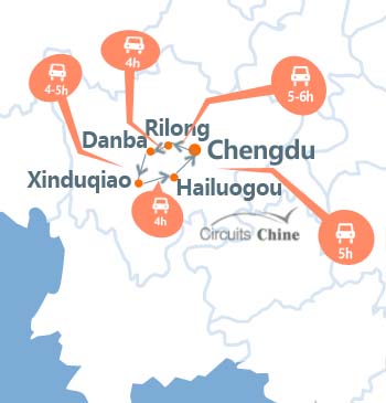carte du voyage à l'ouest du Sichuan