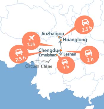 carte du voyage Sichuan