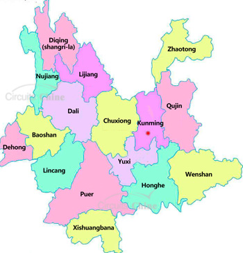mapa de yunnan