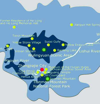 mapa de Zhangjiajie